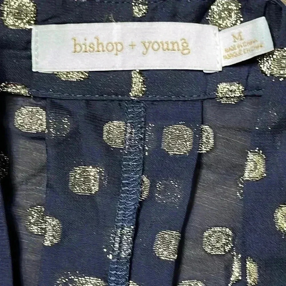 Bishop + Young Short Sleeve Metallic Dark Romance Metal Top Blouse Size M - Picture 4 of 5